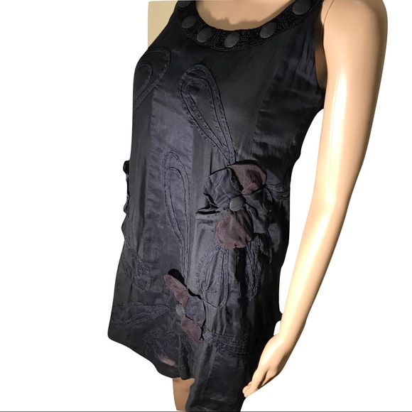 Yoana Baraschi Navy & Black Sheer Overlay Dress - Picture 1 of 8